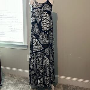 JBS Women Dress Animal Print Midi/Maxi tiered ruffle hem‎ Beach coastal Size 1X